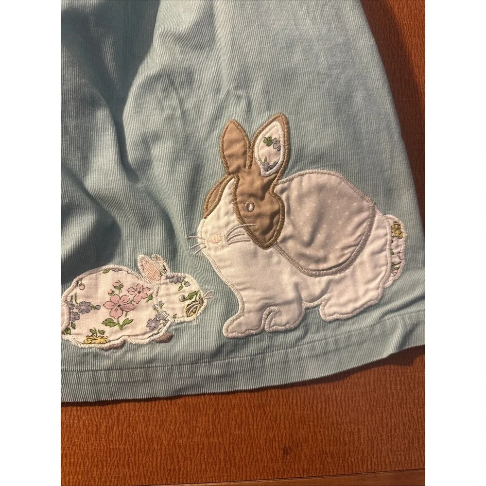 Baby Boden 12-18 Months Blue Corduroy‎ Bunny Dress Floral Linings Jumper Smocked